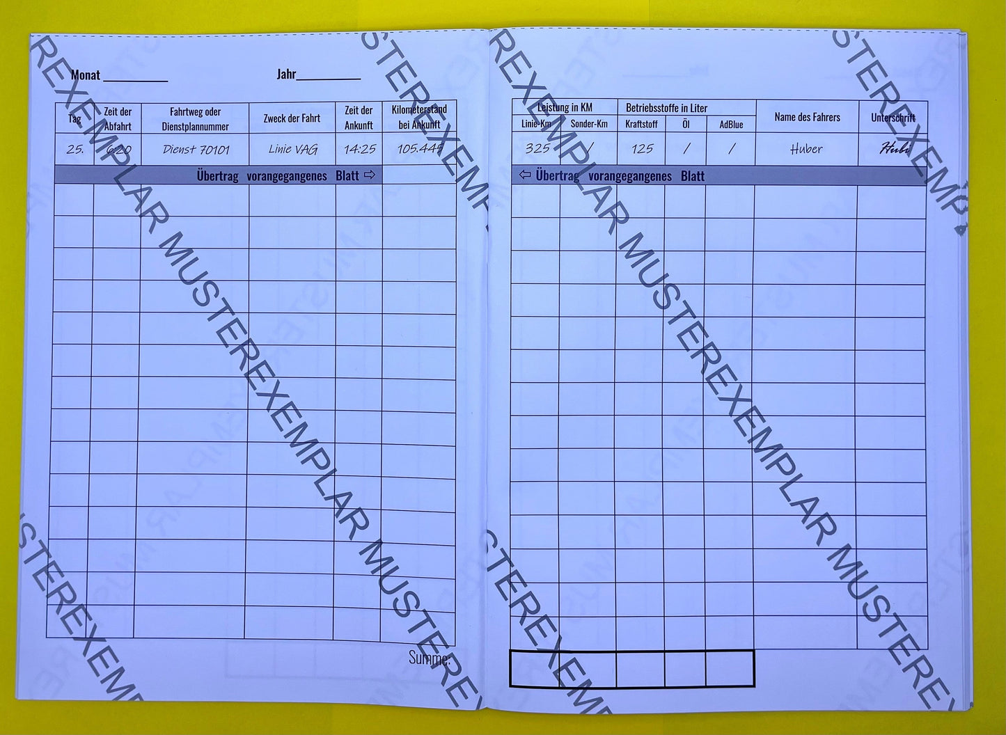 Fahrtenbuch Linienbus - Design "Custom"